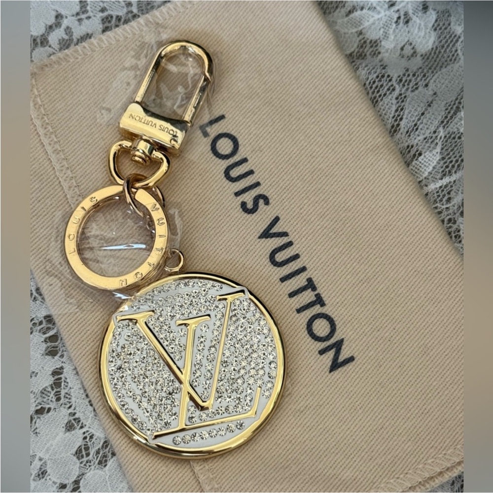 Louis Vuitton Crystal Embellished Gold Keychain